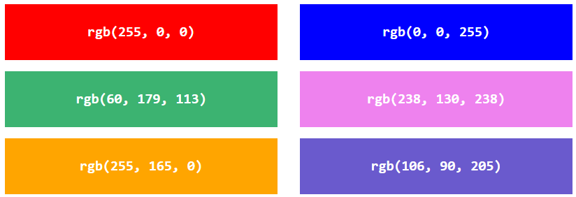 مثال‌های از سیستم RGB