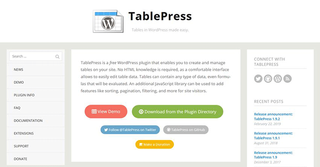 افزونه ساخت جدول TablePress